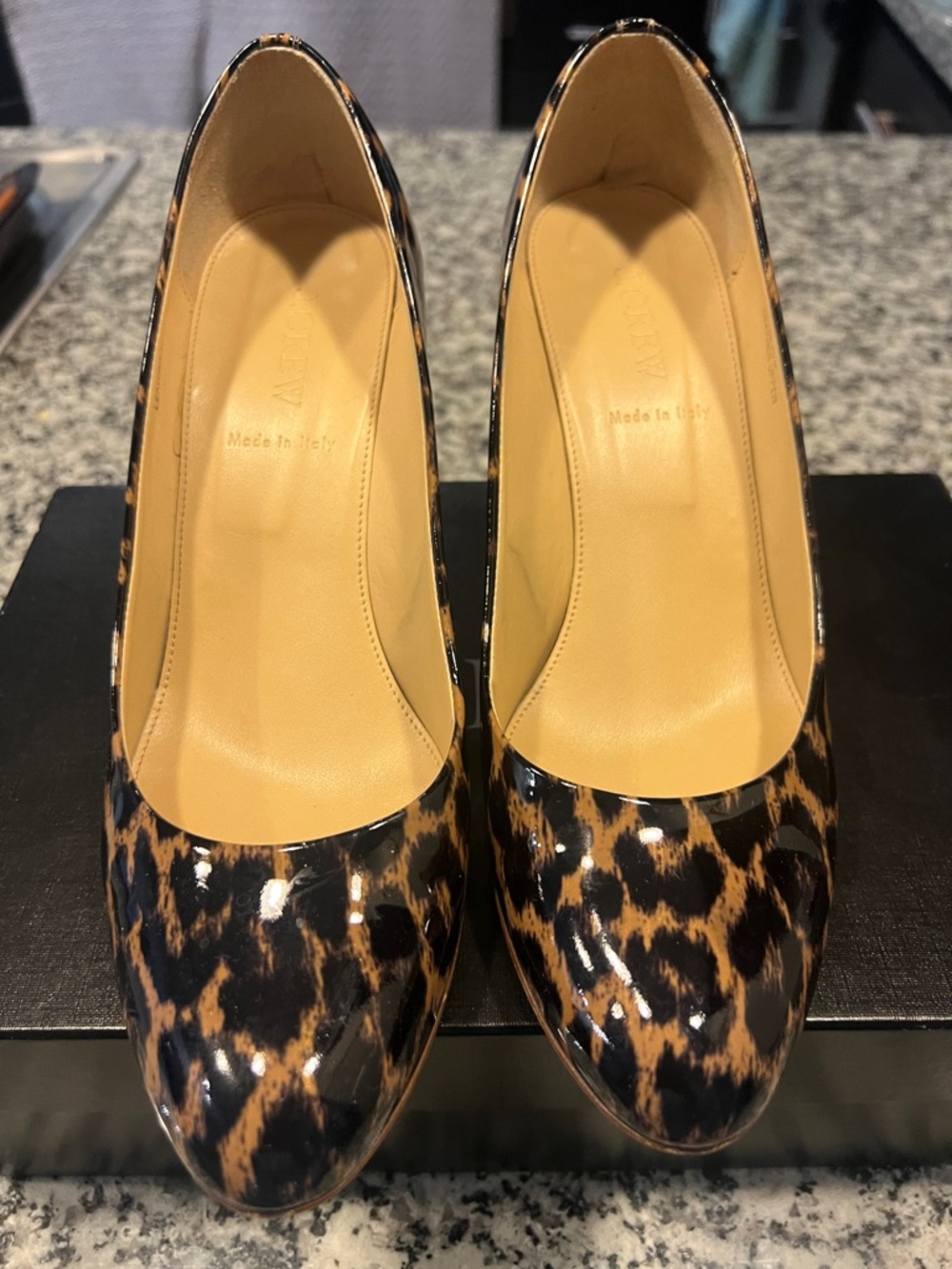 J. Crew Leopard Print Patent Wedge Heels
